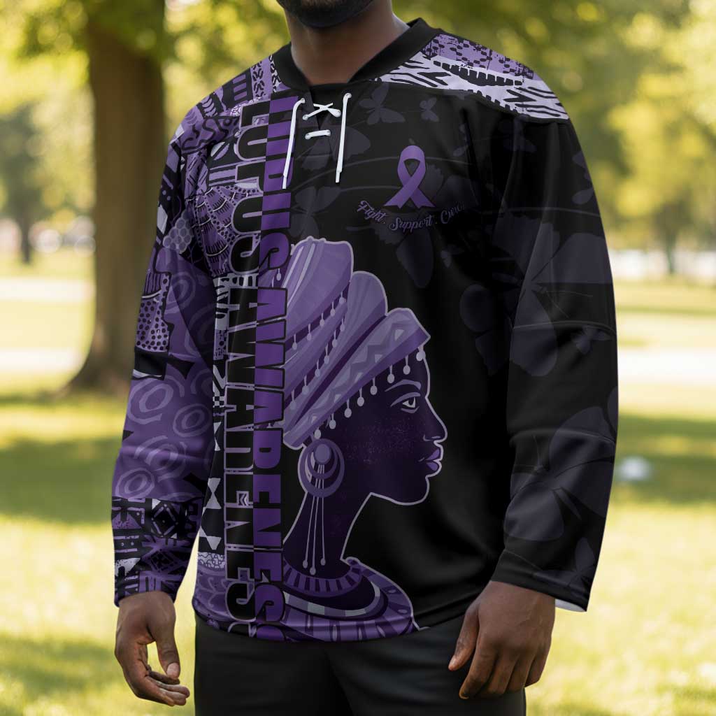 Personalized African Lady Lupus Awareness Hockey Jersey Fight Support Cure