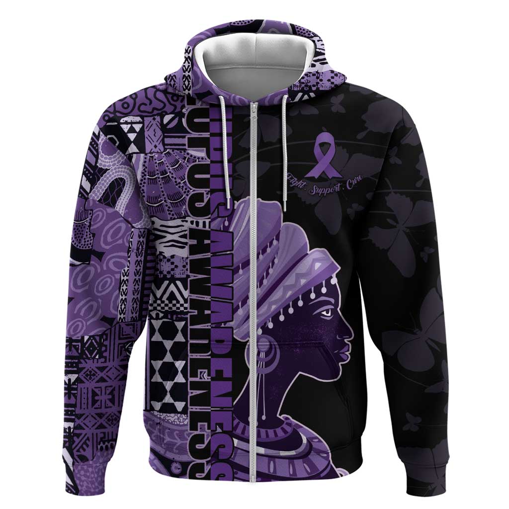 Personalized African Lady Lupus Awareness Hoodie Fight Support Cure
