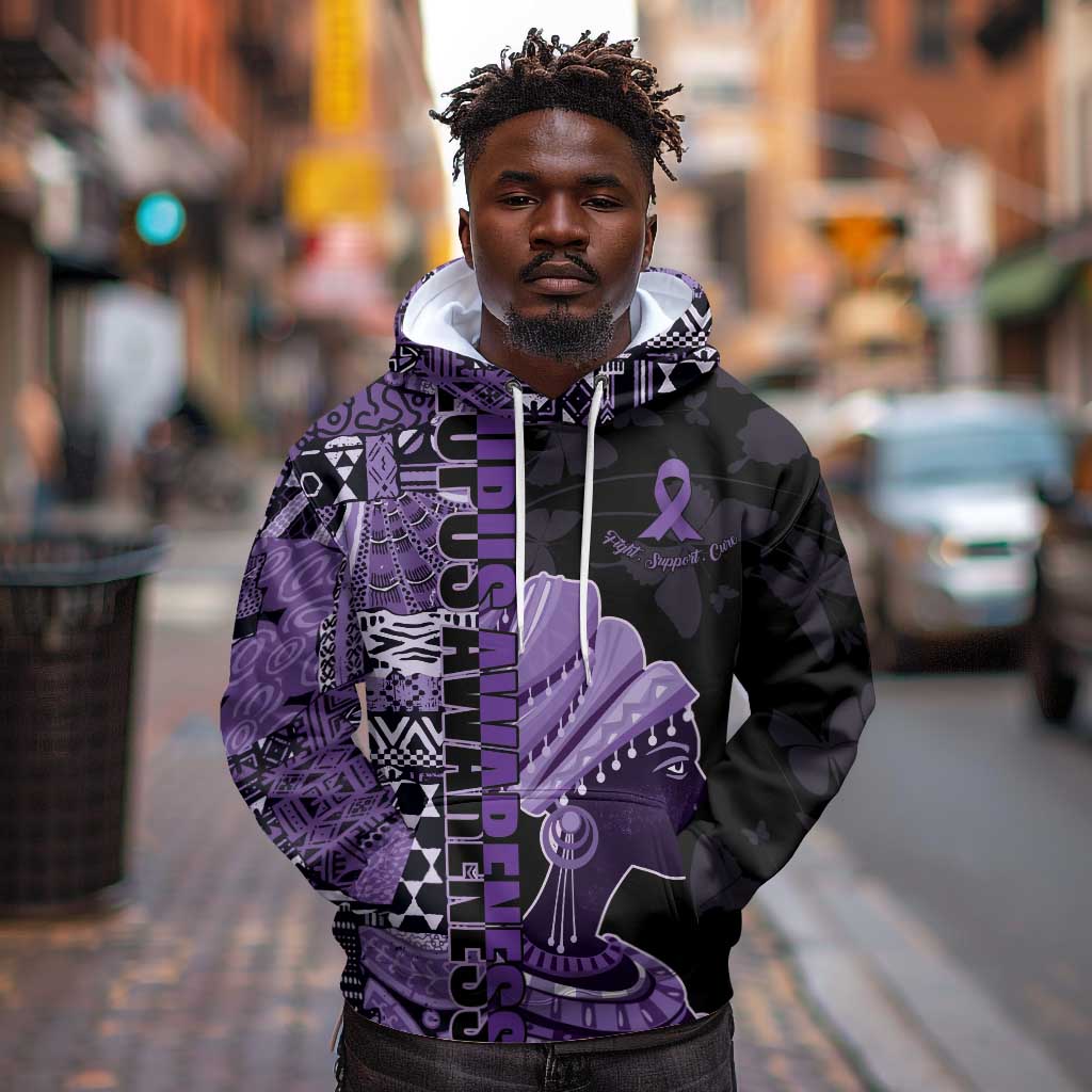 Personalized African Lady Lupus Awareness Hoodie Fight Support Cure