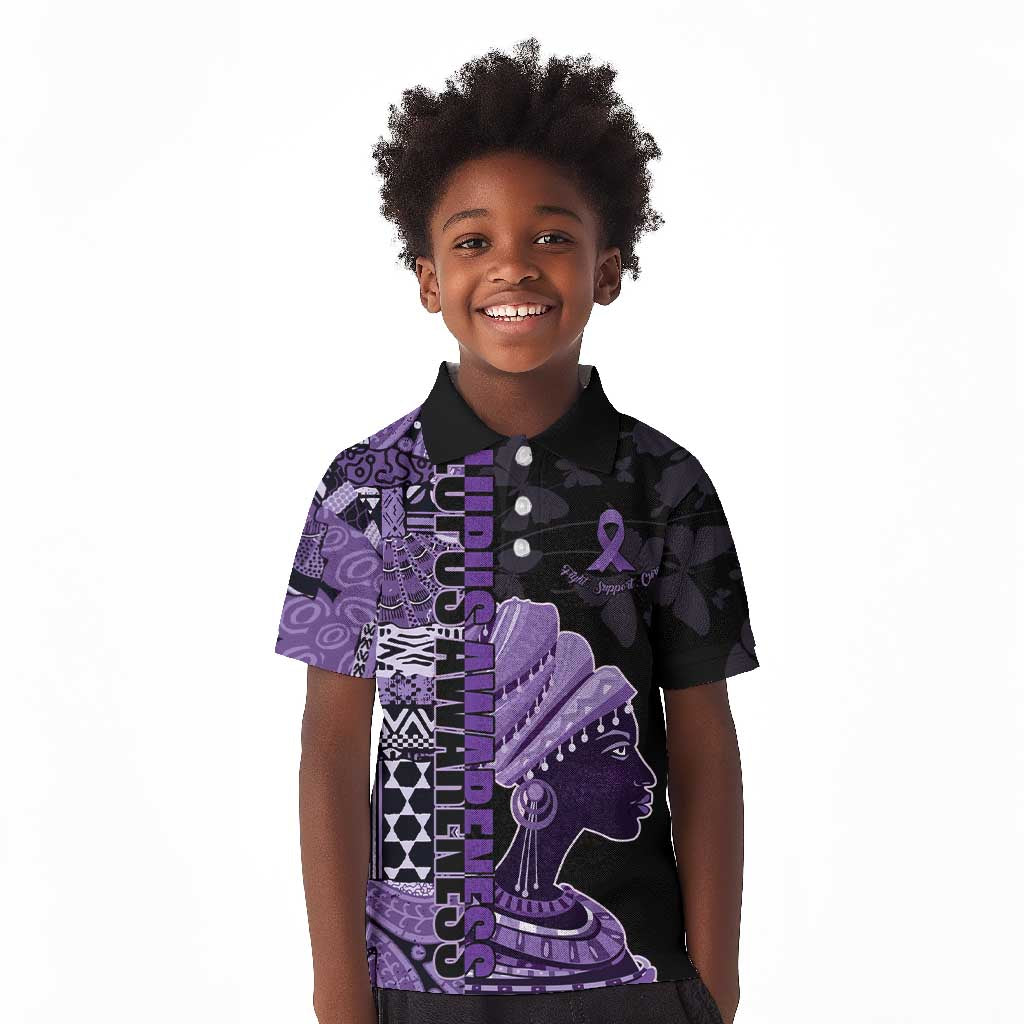 Personalized African Lady Lupus Awareness Kid Polo Shirt Fight Support Cure