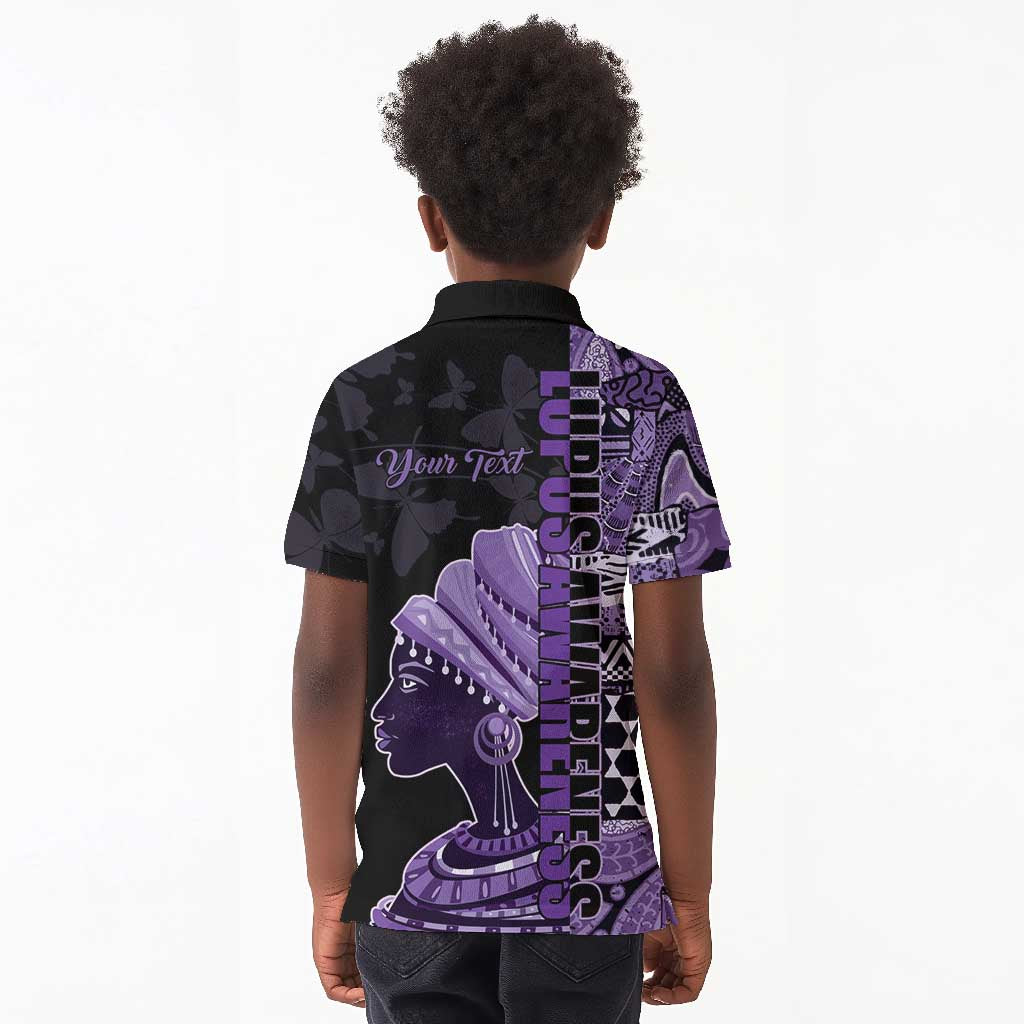 Personalized African Lady Lupus Awareness Kid Polo Shirt Fight Support Cure