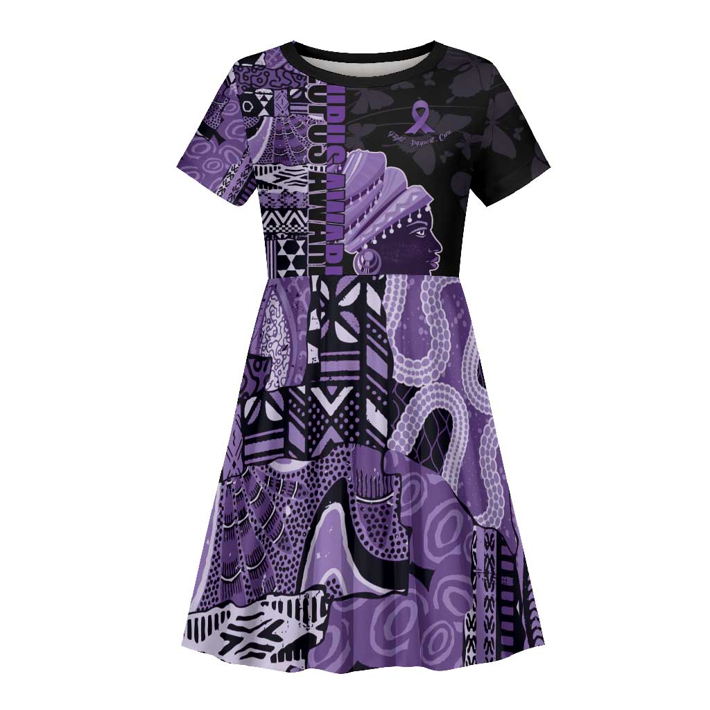 Personalized African Lady Lupus Awareness Kid Short Sleeve Dress Fight Support Cure