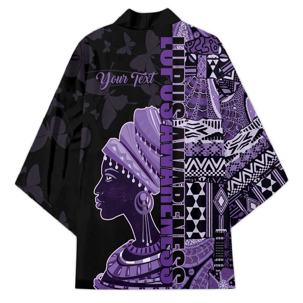 Personalized African Lady Lupus Awareness Kimono Fight Support Cure