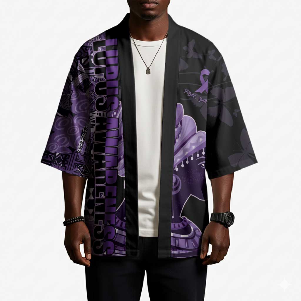 Personalized African Lady Lupus Awareness Kimono Fight Support Cure