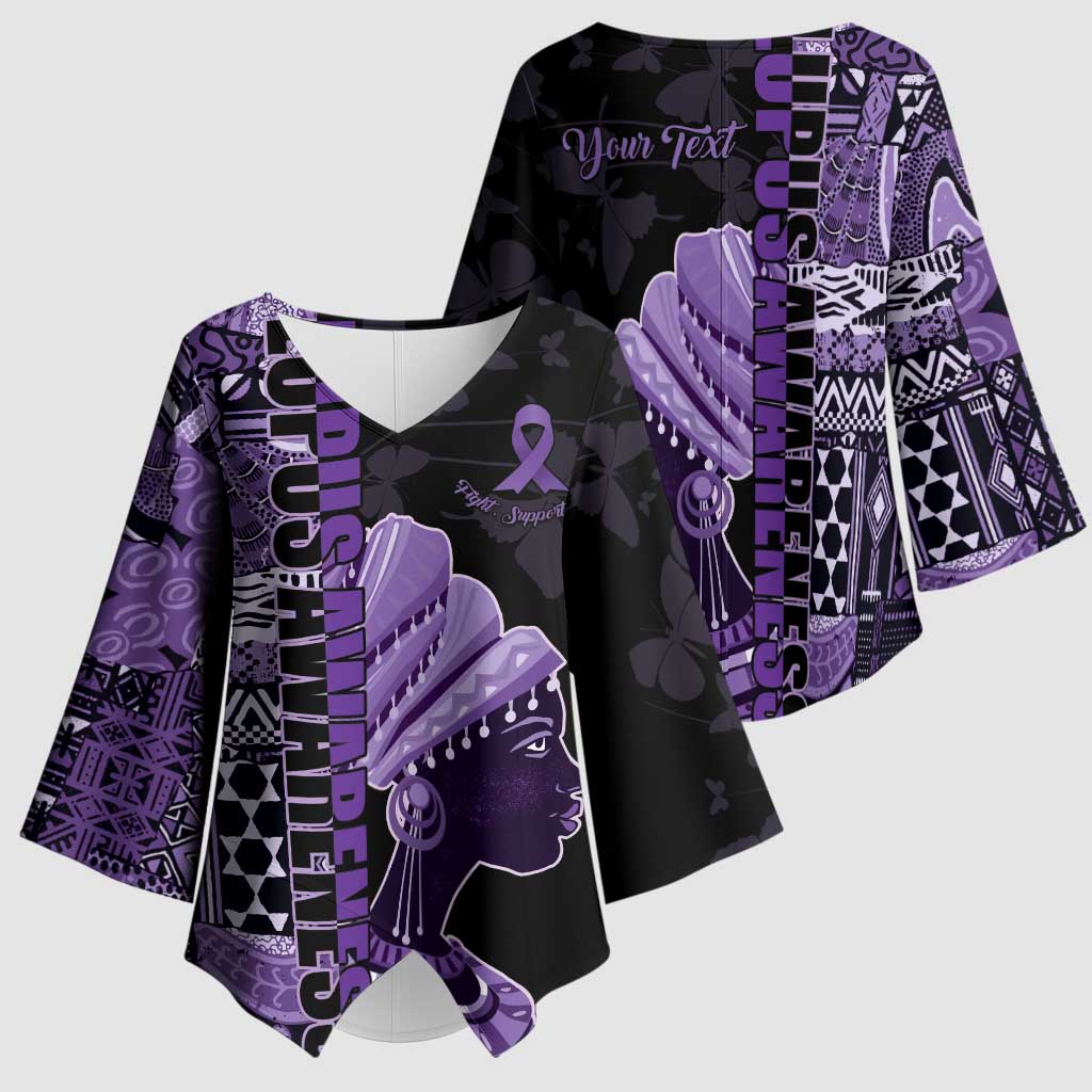 Personalized African Lady Lupus Awareness Kimono Sleeve Blouse Fight Support Cure
