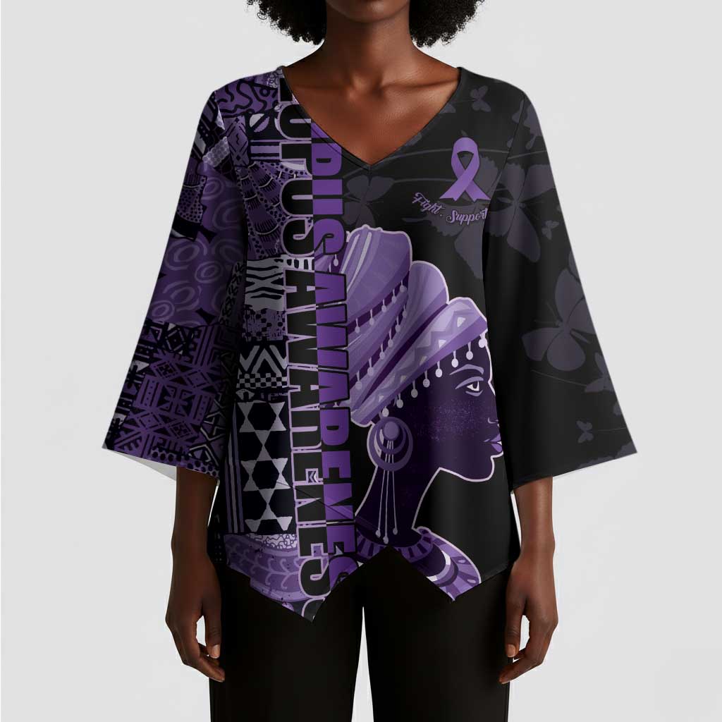 Personalized African Lady Lupus Awareness Kimono Sleeve Blouse Fight Support Cure