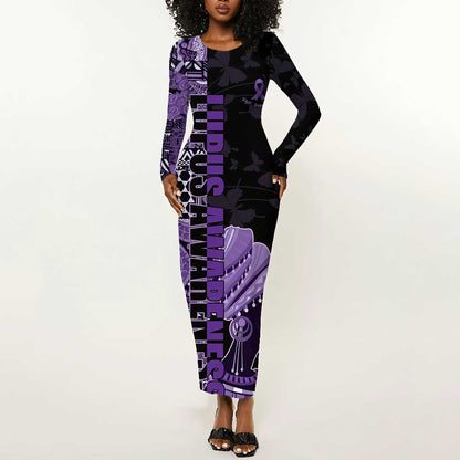 Personalized African Lady Lupus Awareness Long Sleeve Bodycon Dress Fight Support Cure