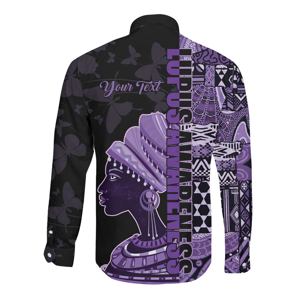 Personalized African Lady Lupus Awareness Long Sleeve Button Shirt Fight Support Cure