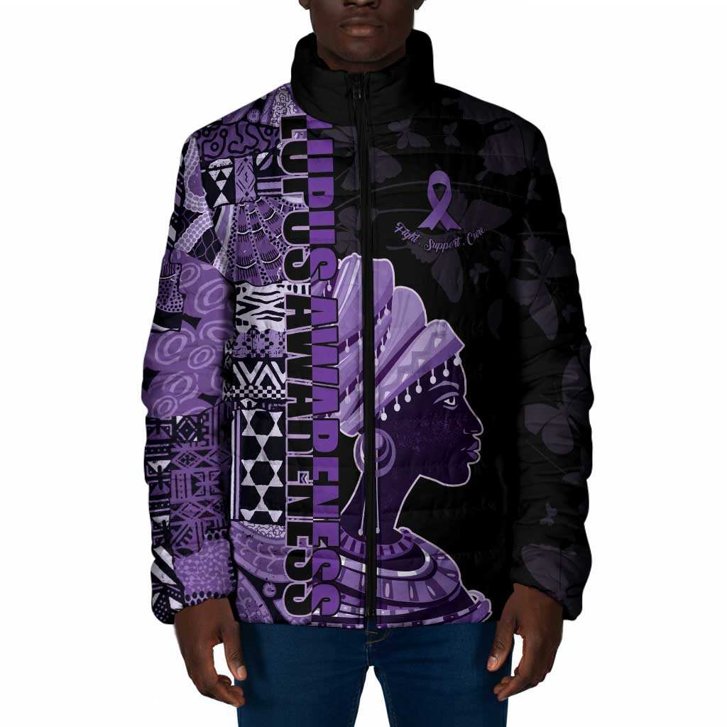 Personalized African Lady Lupus Awareness Padded Jacket Fight Support Cure