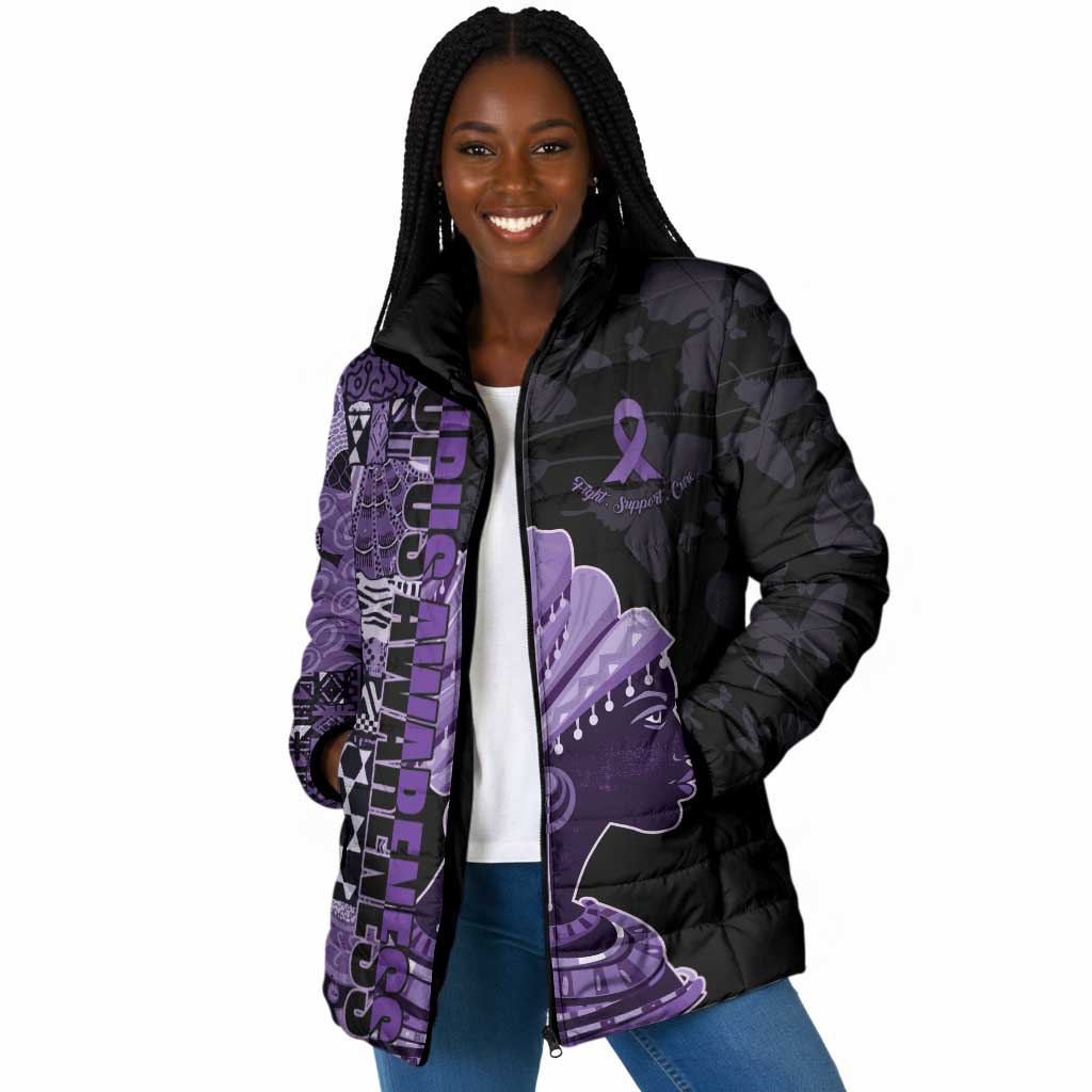 Personalized African Lady Lupus Awareness Padded Jacket Fight Support Cure