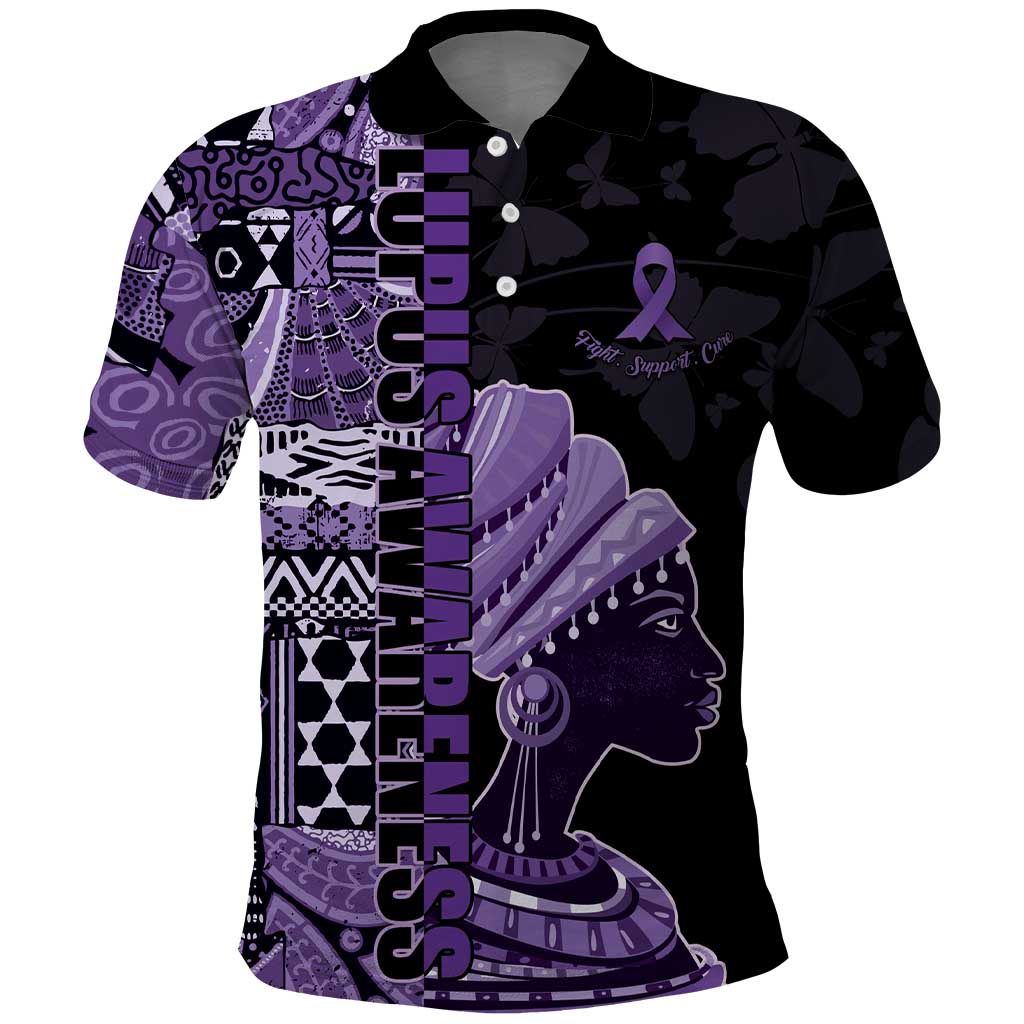 Personalized African Lady Lupus Awareness Polo Shirt Fight Support Cure