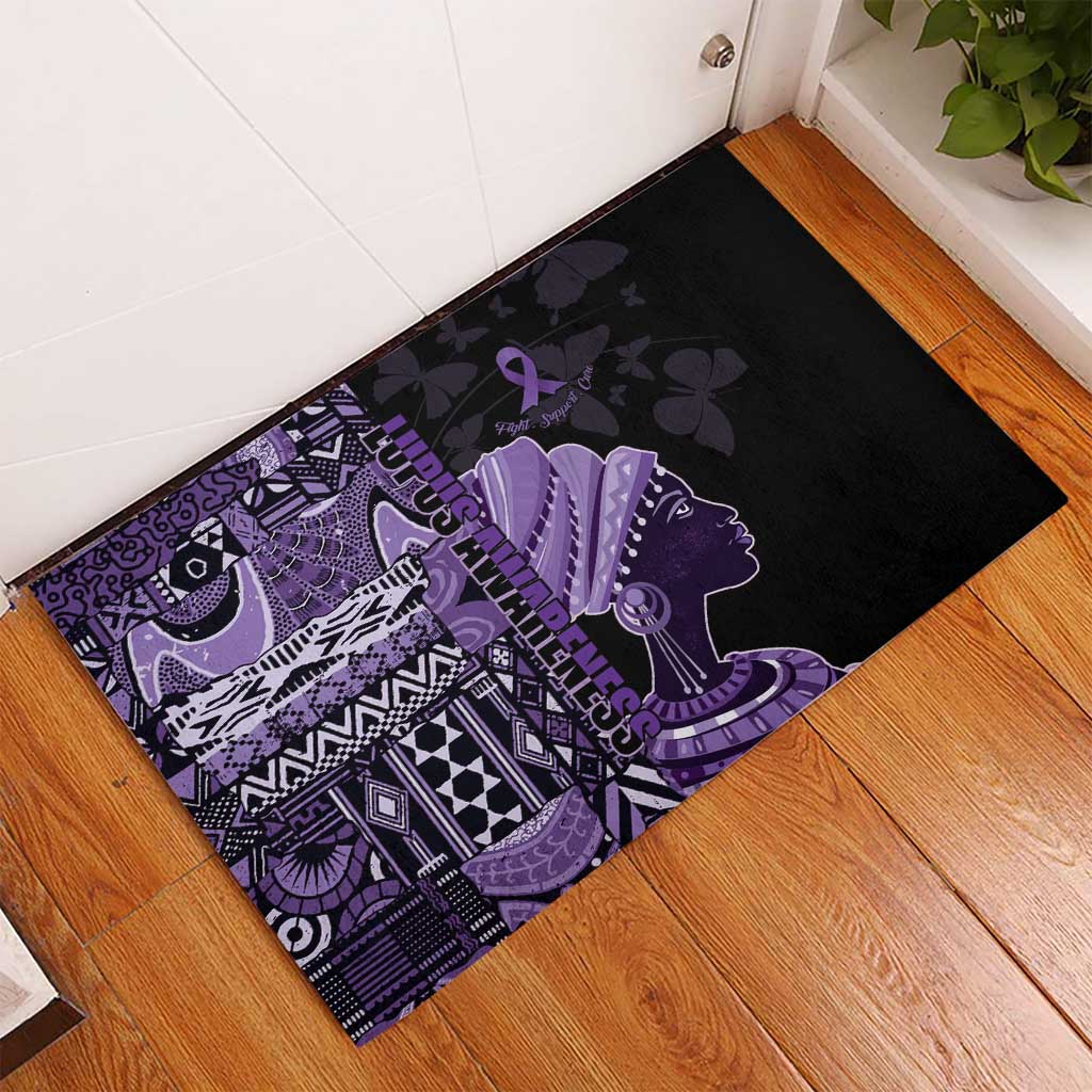 African Lady Lupus Awareness Rubber Doormat Fight Support Cure