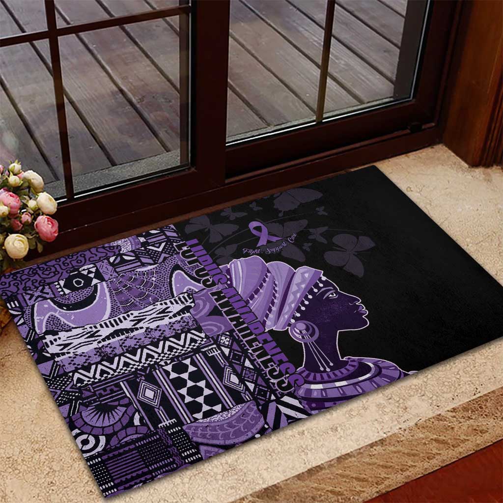African Lady Lupus Awareness Rubber Doormat Fight Support Cure