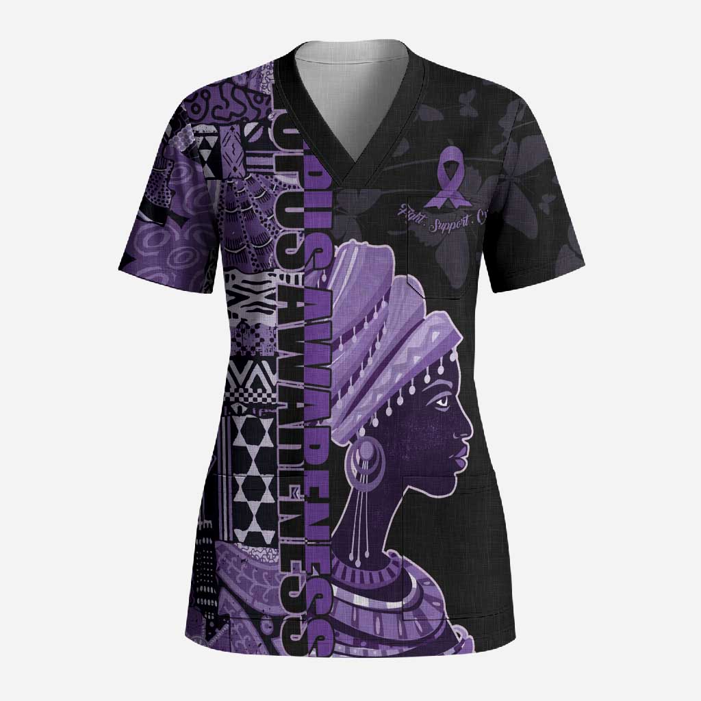 Personalized African Lady Lupus Awareness Scrub Top Fight Support Cure