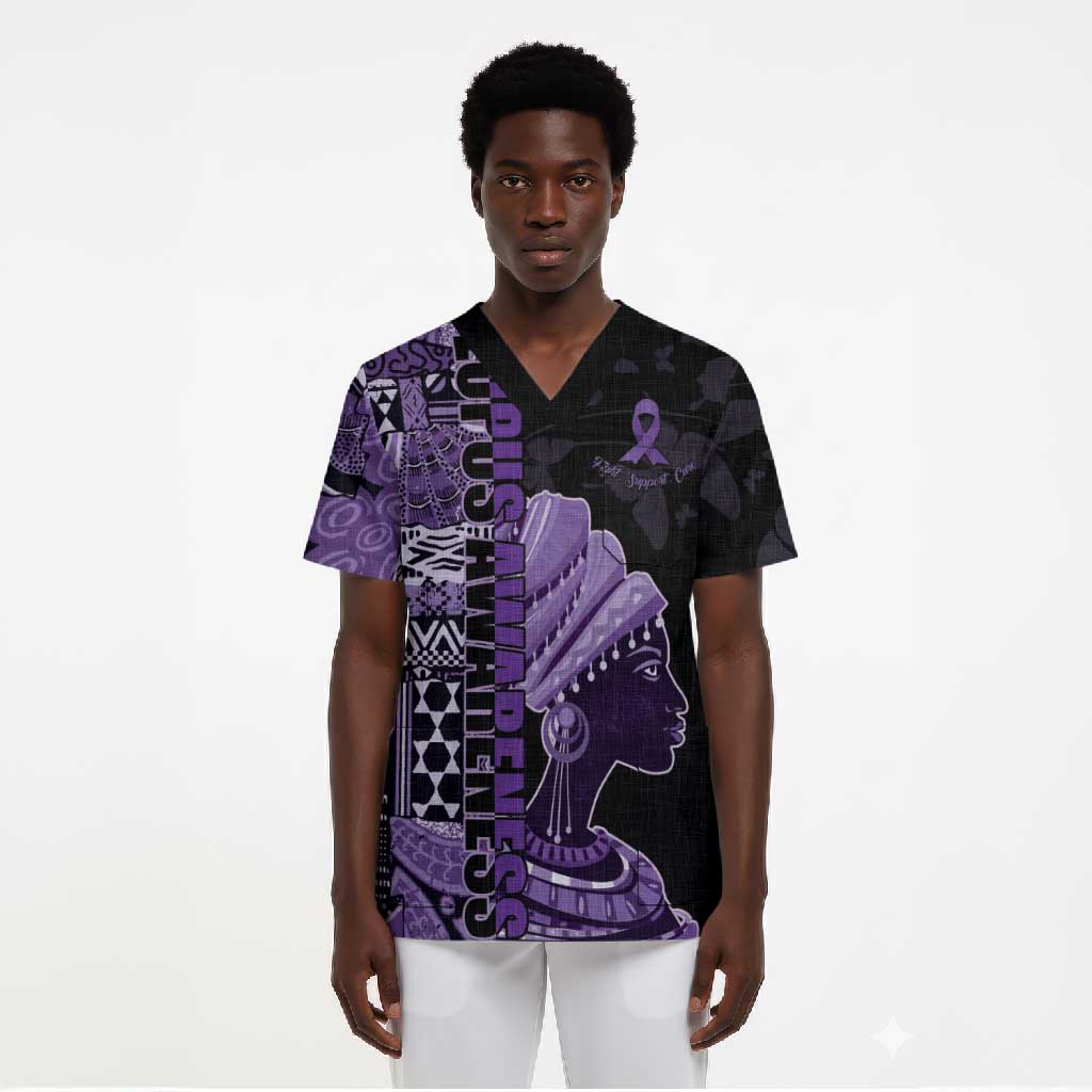 Personalized African Lady Lupus Awareness Scrub Top Fight Support Cure