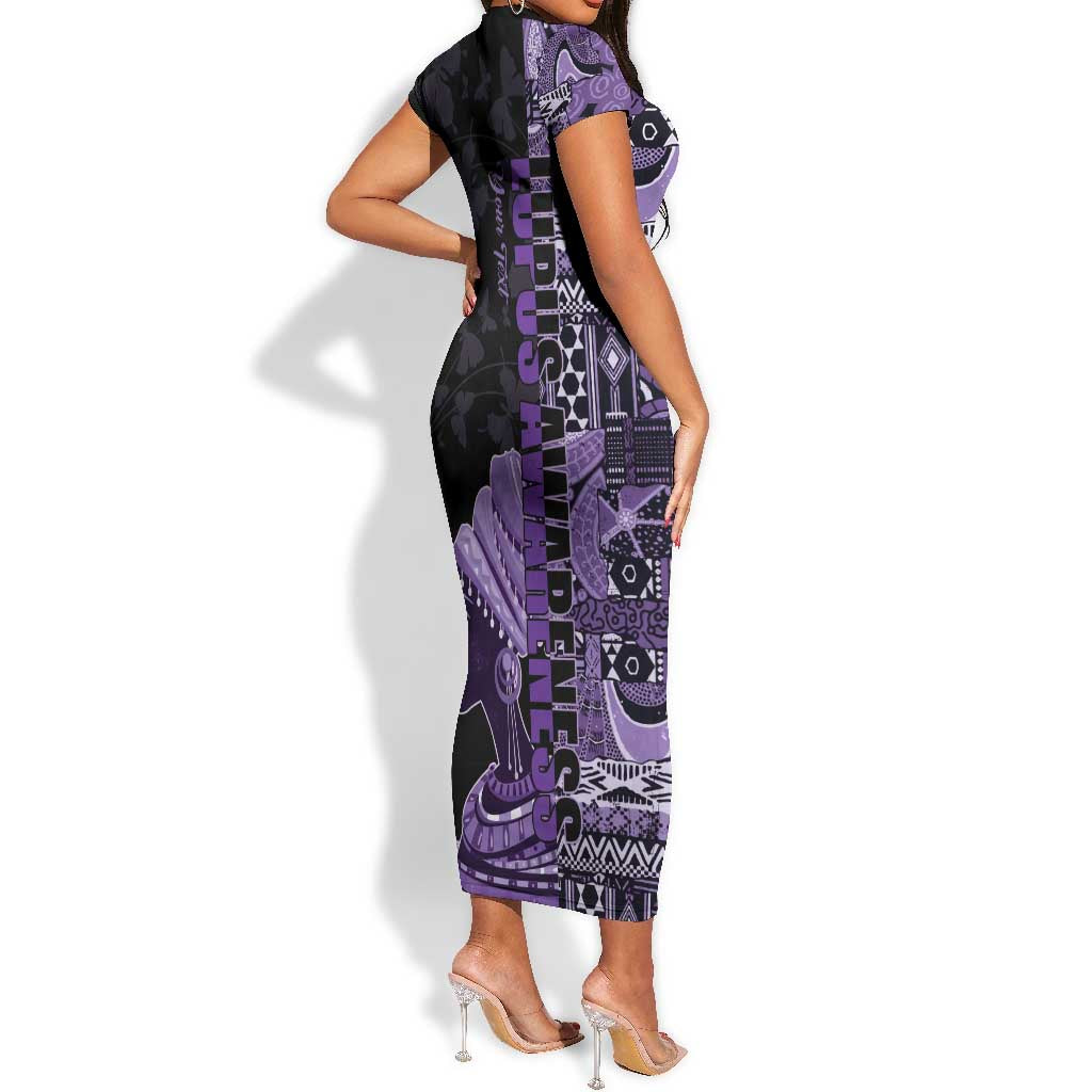 Personalized African Lady Lupus Awareness Short Sleeve Bodycon Dress Fight Support Cure