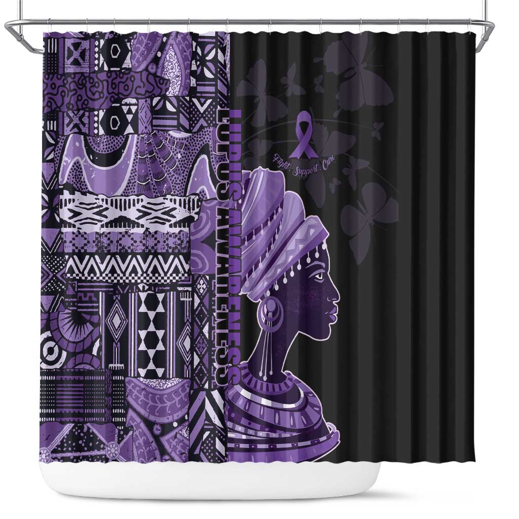 African Lady Lupus Awareness Shower Curtain Fight Support Cure