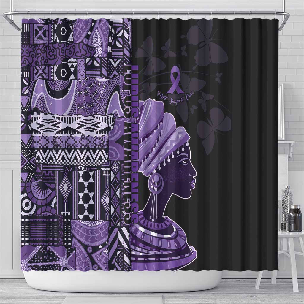 African Lady Lupus Awareness Shower Curtain Fight Support Cure