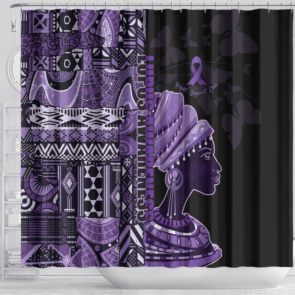 African Lady Lupus Awareness Shower Curtain Fight Support Cure