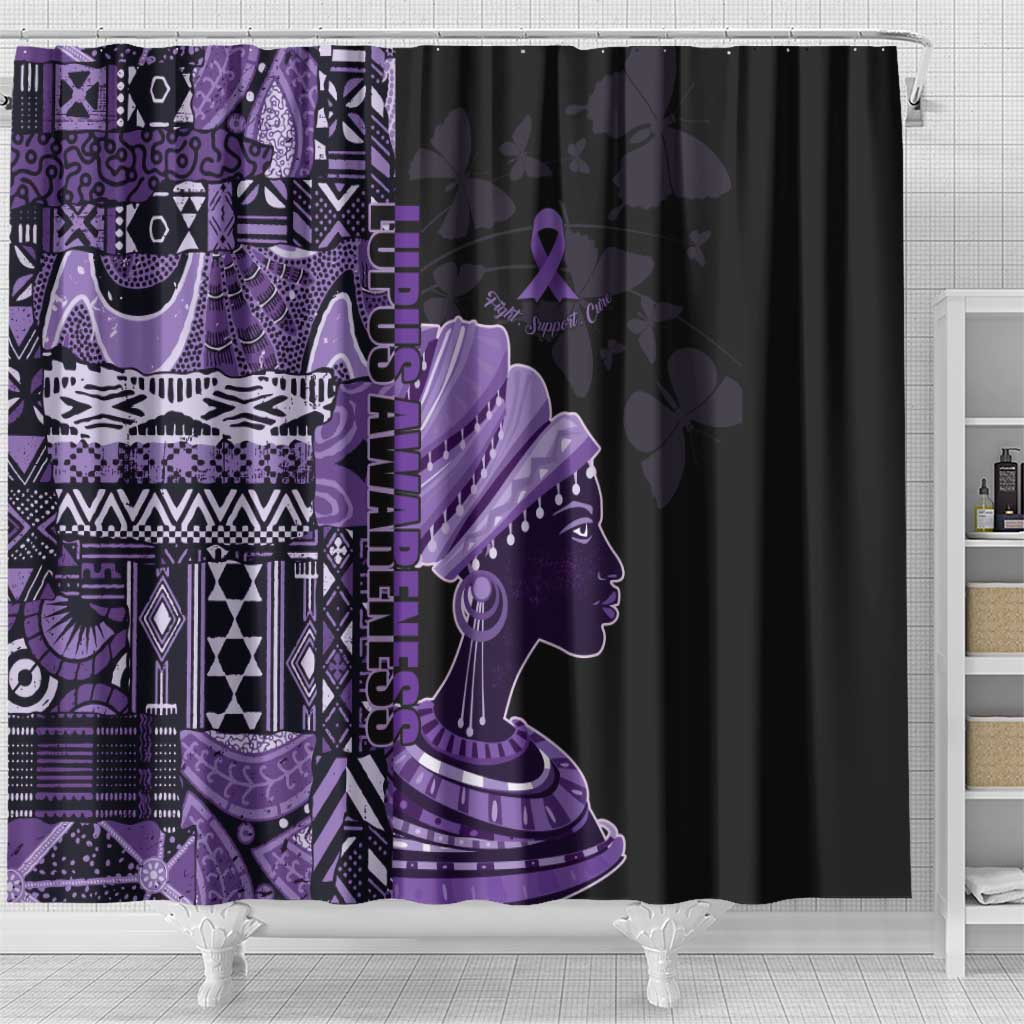 African Lady Lupus Awareness Shower Curtain Fight Support Cure