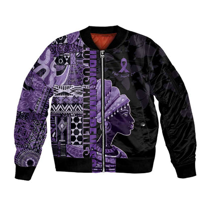 Personalized African Lady Lupus Awareness Sleeve Zip Bomber Jacket Fight Support Cure