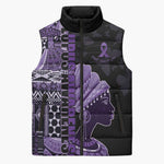 Personalized African Lady Lupus Awareness Sleeveless Puffer Jacket Fight Support Cure