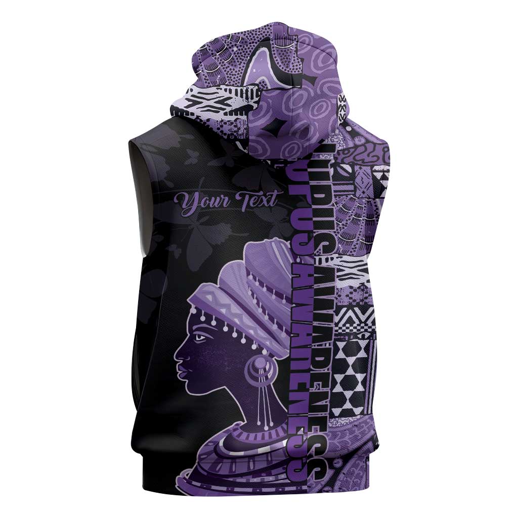 Personalized African Lady Lupus Awareness Sleeveless Zip Hoodie Fight Support Cure