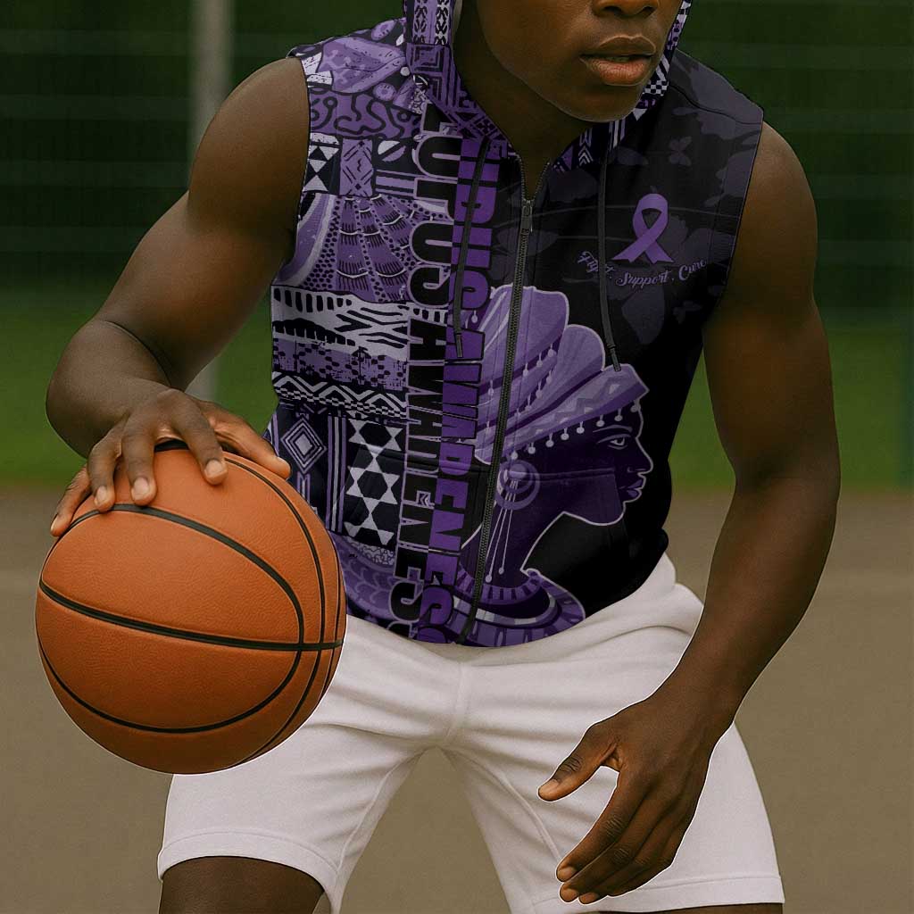 Personalized African Lady Lupus Awareness Sleeveless Zip Hoodie Fight Support Cure