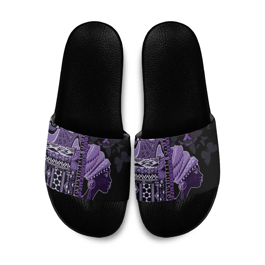 African Lady Lupus Awareness Slide Sandals Fight Support Cure
