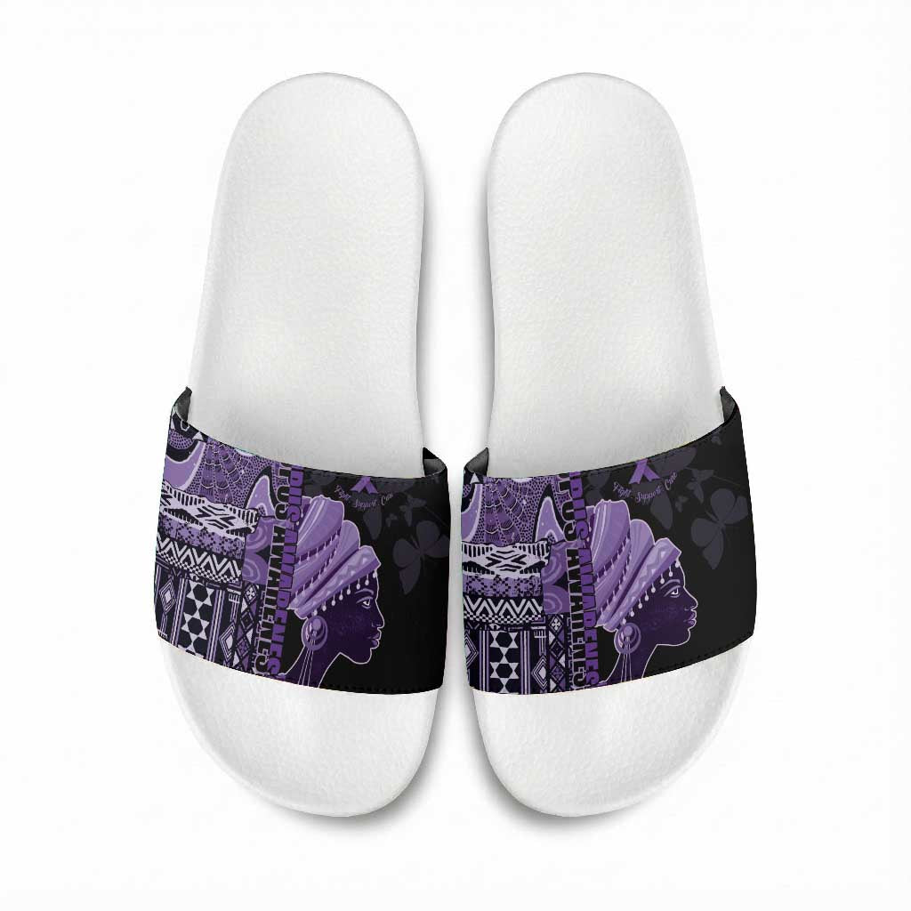 African Lady Lupus Awareness Slide Sandals Fight Support Cure