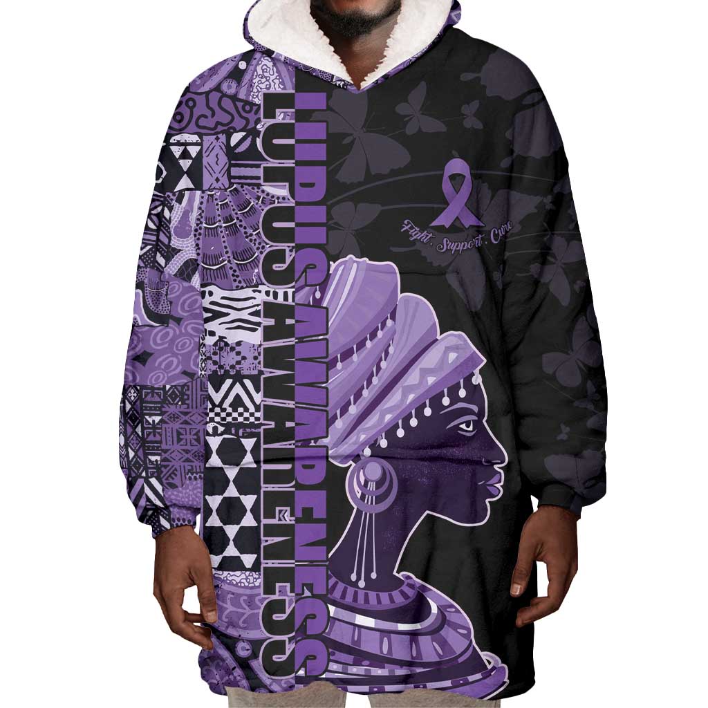Personalized African Lady Lupus Awareness Wearable Blanket Hoodie Fight Support Cure