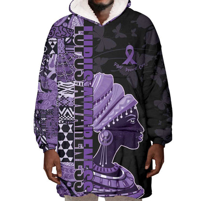 Personalized African Lady Lupus Awareness Wearable Blanket Hoodie Fight Support Cure