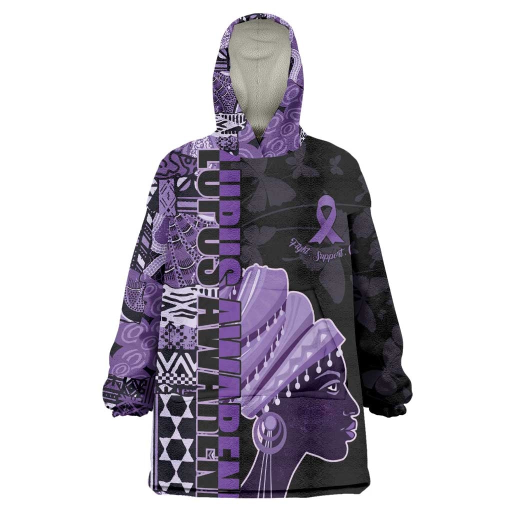 Personalized African Lady Lupus Awareness Wearable Blanket Hoodie Fight Support Cure