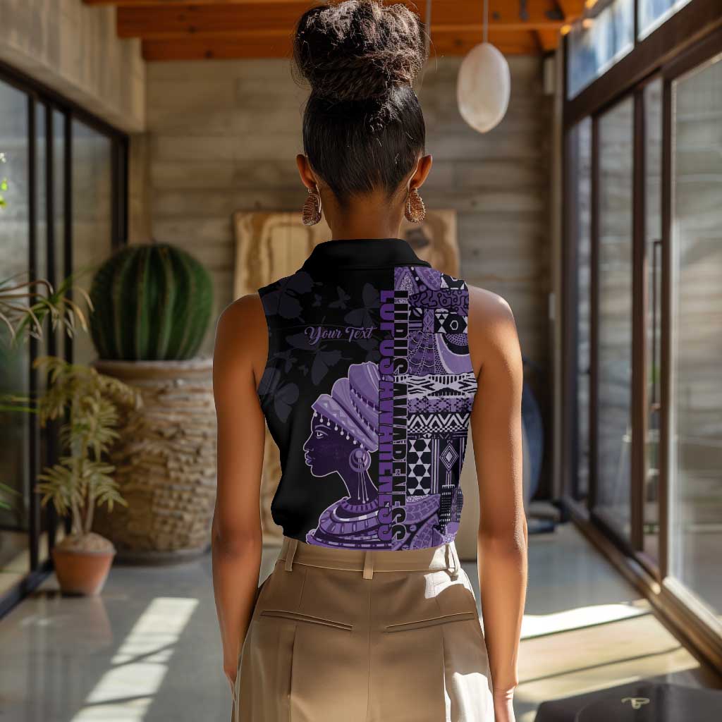 Personalized African Lady Lupus Awareness Women Sleeveless Polo Shirt Fight Support Cure