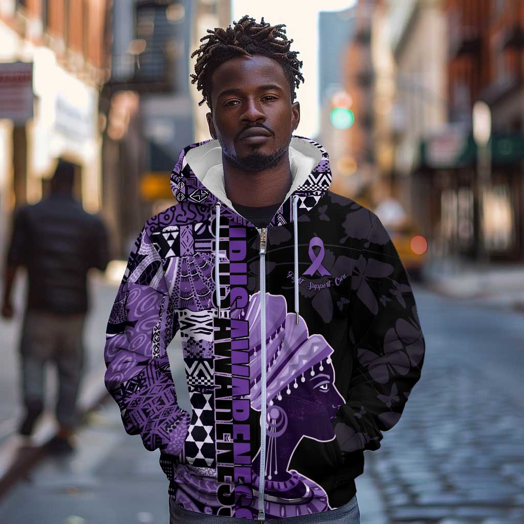 Personalized African Lady Lupus Awareness Zip Hoodie Fight Support Cure