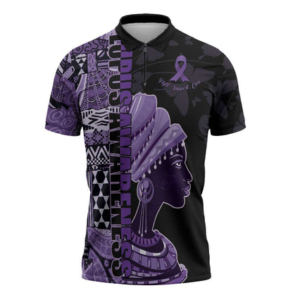 Personalized African Lady Lupus Awareness Zipper Polo Shirt Fight Support Cure