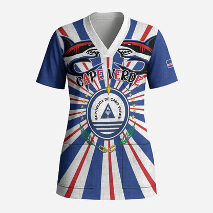 Personalized Cape Verde 1975 Scrub Top Happy Independence Day
