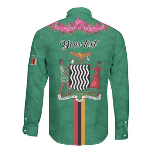 Personalized One Zambia One Nation Long Sleeve Button Shirt Happy Independence Day