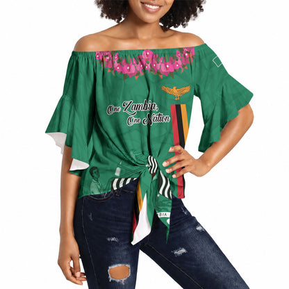Personalized One Zambia One Nation Off Shoulder Wrap Waist Top Happy Independence Day