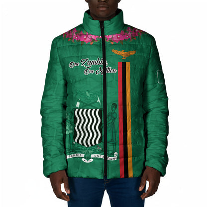 Personalized One Zambia One Nation Padded Jacket Happy Independence Day