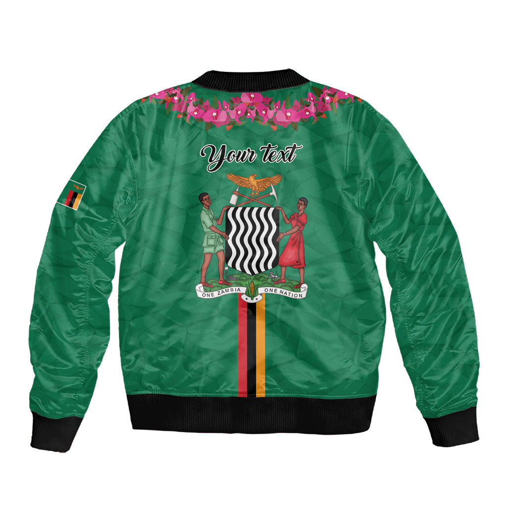 Personalized One Zambia One Nation Sleeve Zip Bomber Jacket Happy Independence Day