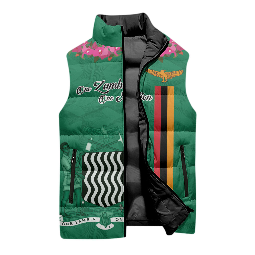 Personalized One Zambia One Nation Sleeveless Puffer Jacket Happy Independence Day