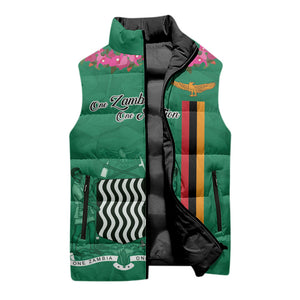 Personalized One Zambia One Nation Sleeveless Puffer Jacket Happy Independence Day