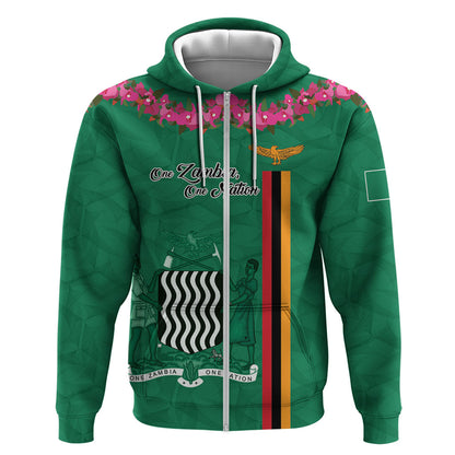 Personalized One Zambia One Nation Zip Hoodie Happy Independence Day