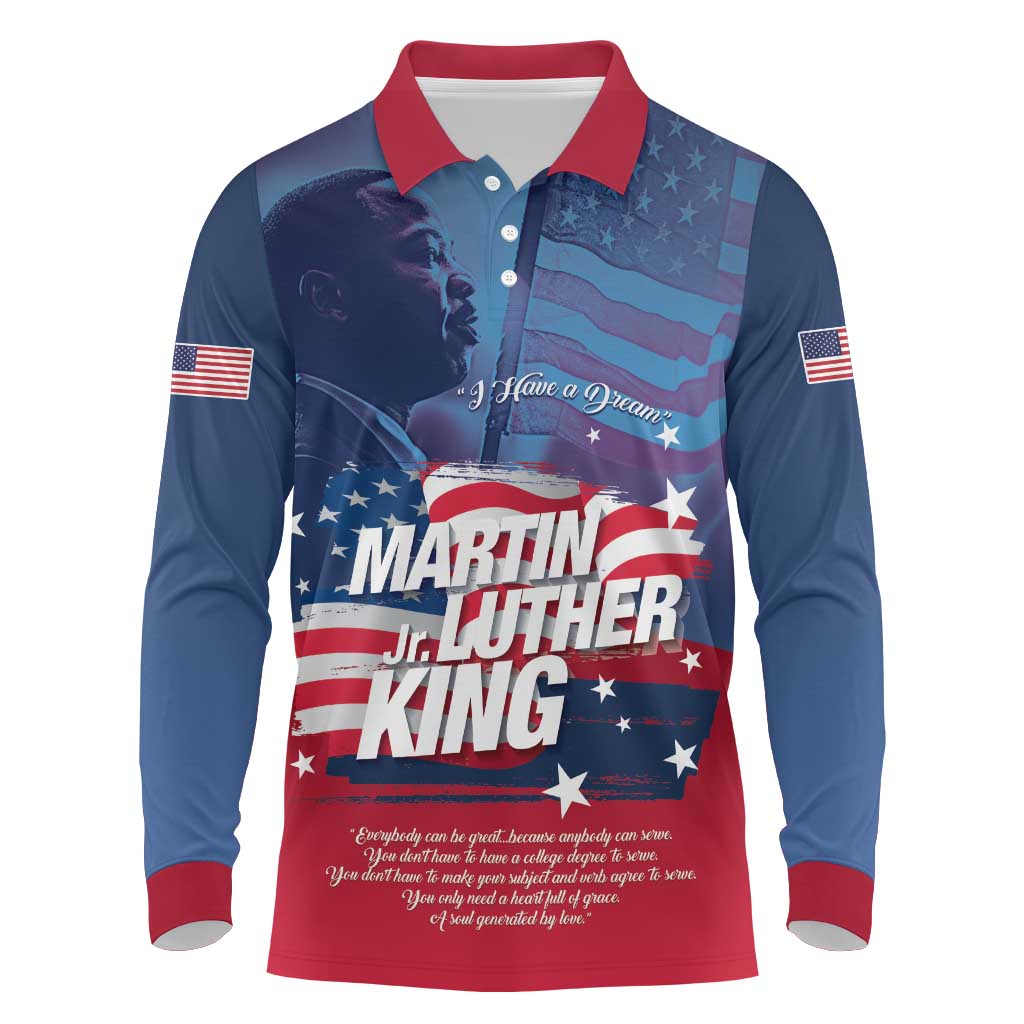 Martin Luther King MLK Long Sleeve Polo Shirt I Have A Dream - African Pride