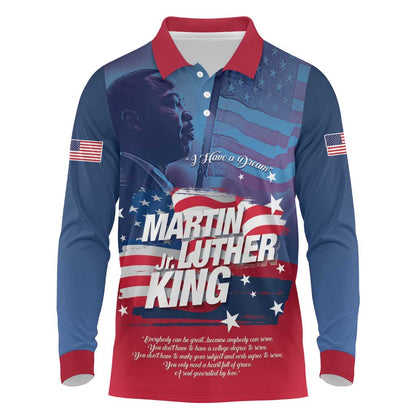 Martin Luther King MLK Long Sleeve Polo Shirt I Have A Dream - African Pride