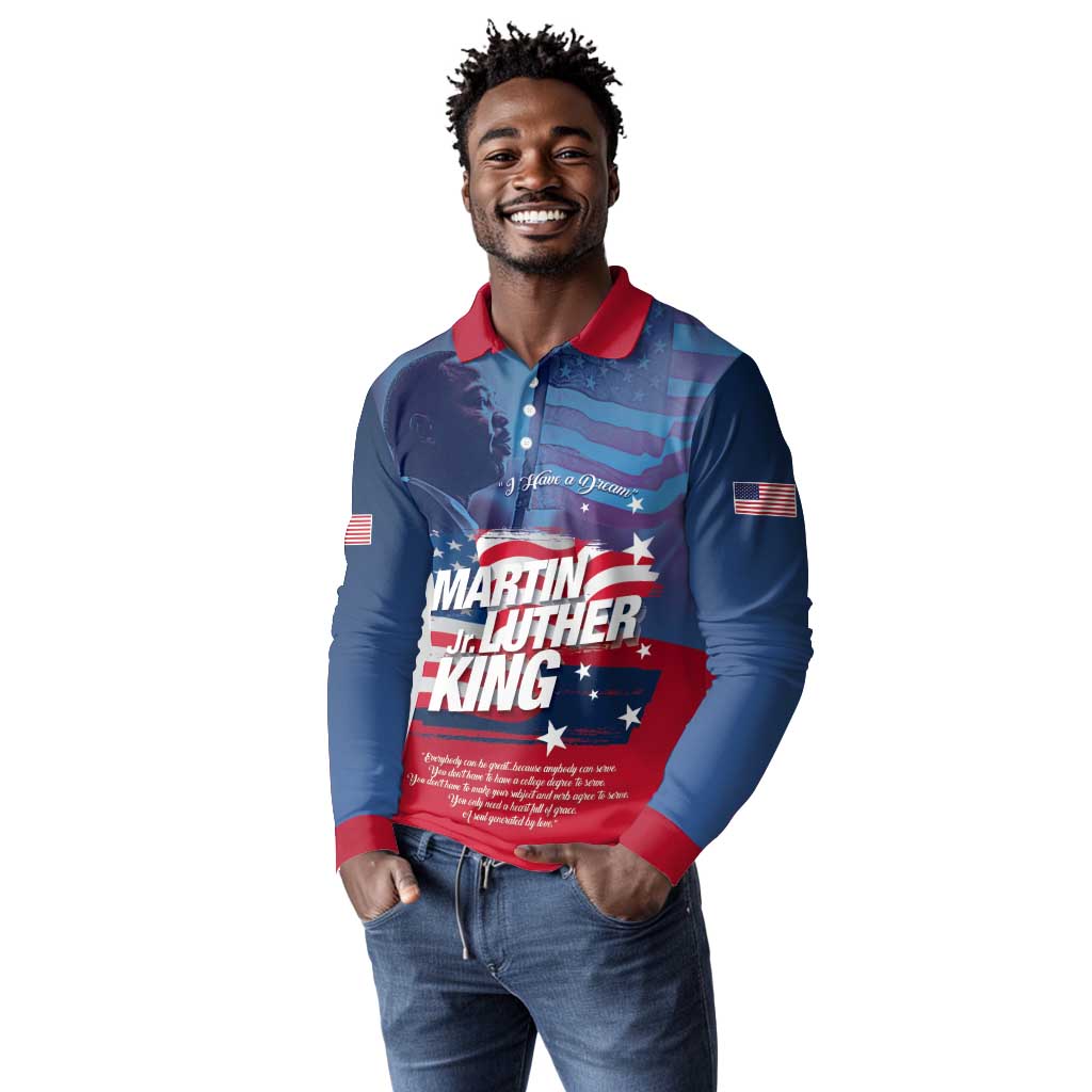 Martin Luther King MLK Long Sleeve Polo Shirt I Have A Dream - African Pride