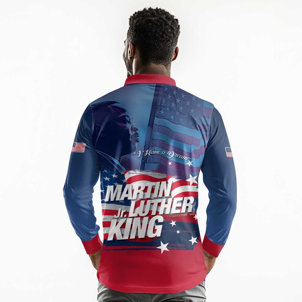 Martin Luther King MLK Long Sleeve Polo Shirt I Have A Dream - African Pride