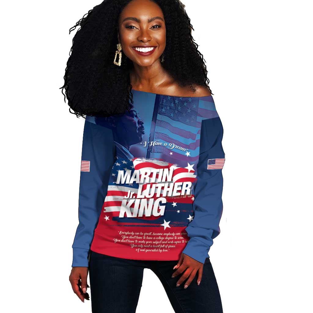 Martin Luther King MLK Off Shoulder Sweater I Have A Dream - African Pride