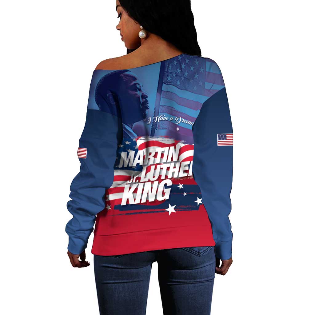 Martin Luther King MLK Off Shoulder Sweater I Have A Dream - African Pride